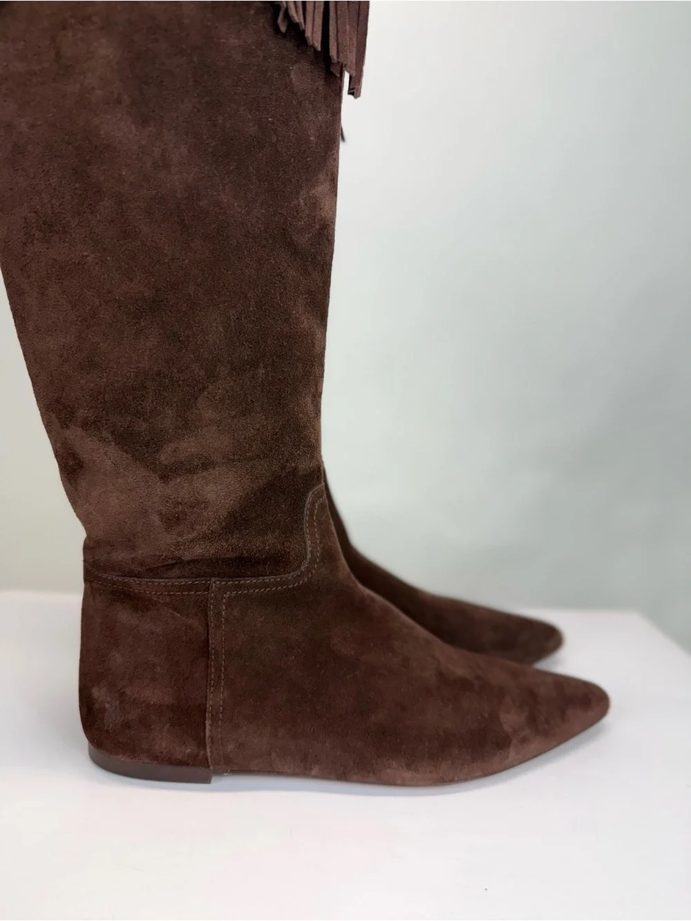 New Polo Ralph Lauren Fringe-Trim Suede Boot Knee High Sz 7